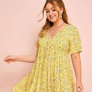 Shein yellow babydoll dress size 2x
